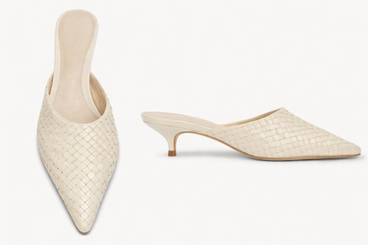EZE — Soline Ivory Heel Mule — Contained Light. Essential Elegance